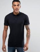 Asos Knitted Muscle Fit Polo In Black - Black