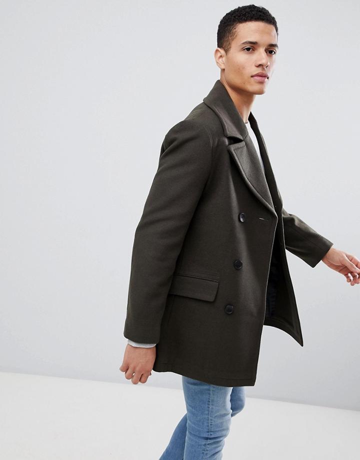 French Connection Wool Blend Double Breasted Pea Coat