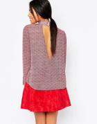 Influence Geo-tribal Print High Neck Blouse With Open Back - Maroon
