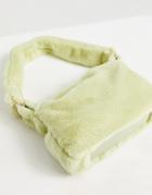 Asos Design 90s Shoulder Bag In Lime Faux Fur-green