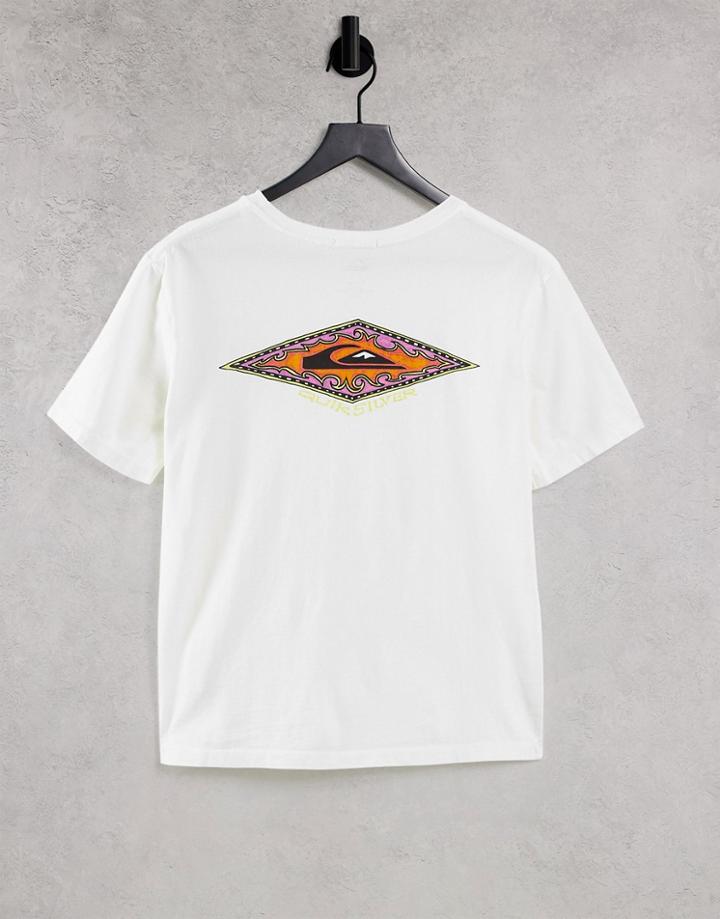 Quiksilver Polar Summer T-shirt In White With Front And Back Print