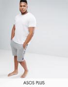 Asos Plus Skinny Short With Text Print - Gray