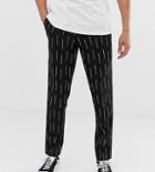 Asos Design Tall Slim Crop Pants In Black With Waterfall Stripe - Black