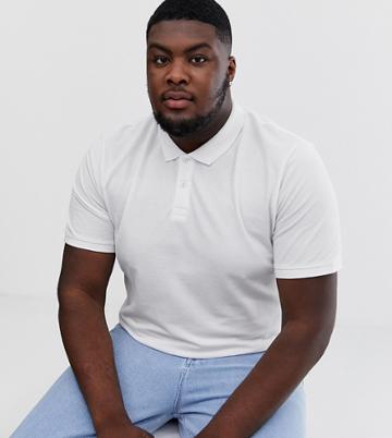 Jack & Jones Essentials Plus Size Basic Polo In White - White