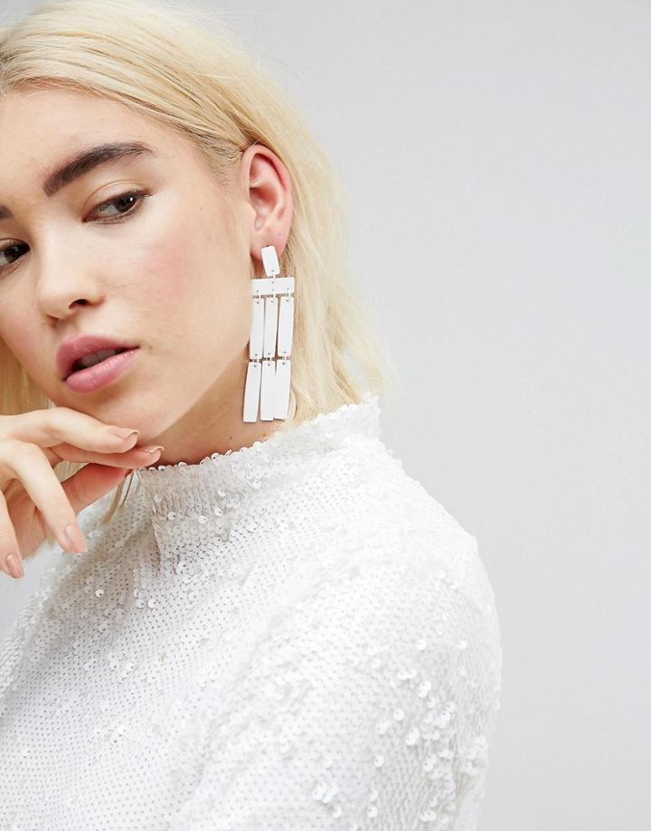 Asos Color Pop Metal Drop Earrings - White