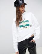 Miss Sixty Slogan High Neck Sweatshirt-white