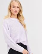 Only Rib Knitted Sweater-purple