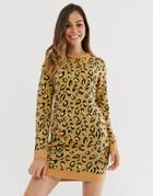 Brave Soul Nala Neon Animal Print Sweater Dress