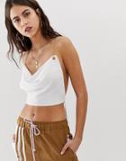 Zya Cowl Neck Backless Top With Chain Detail - White