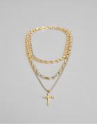 Bershka Layered Chain Necklace In Gold
