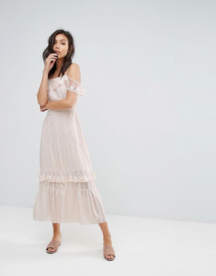 Vero Moda Cold Shoulder Maxi Dress - White