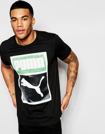Puma Label Print T-shirt - Black