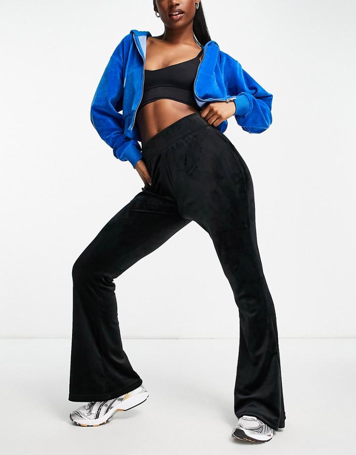 Hoxton Haus Wide Leg Velour Pants In Black - Part Of A Set