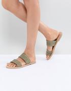 Sol Sana Botony Khaki Slide Sandals - Green