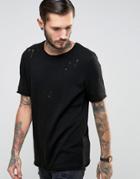 Asos Knitted T-shirt With Laddering - Black