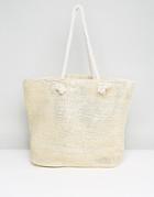 Asos Beach Shopper Bag With Rope Handle - Gold