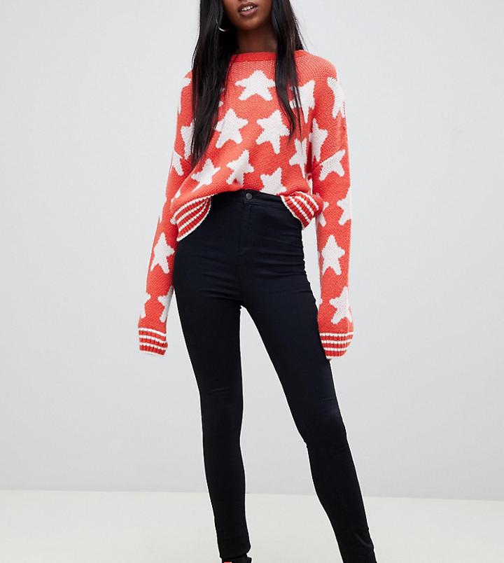 Noisy May Tall High Waist Skinny Jean - Black