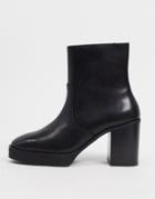 Asos Design Heeled Chelsea Boots In Black Leather With Black Platform Sole
