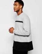 Asos Longline Oversized Sweatshirt With Contrast Panels - Gray Marl
