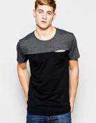 Pull & Bear T-shirt With Contrast Cut & Sew Stripe In Black - Black