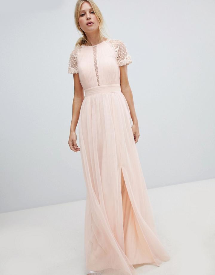 Little Mistress Embellished Bodice Maxi Dress-pink