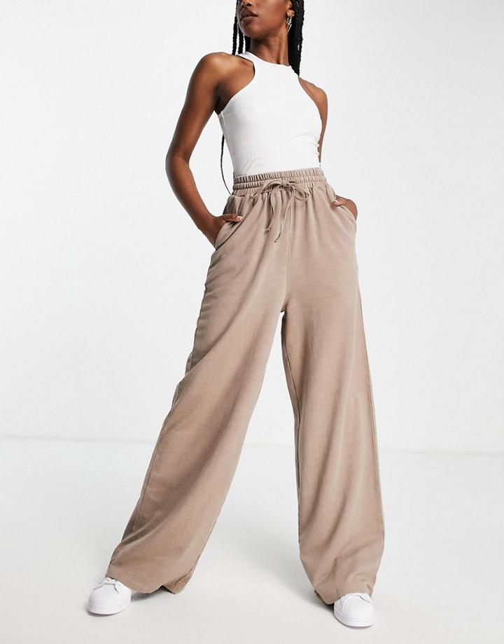 Asos Design Natural Dye Straight Leg Sweatpants In Mushroom-grey