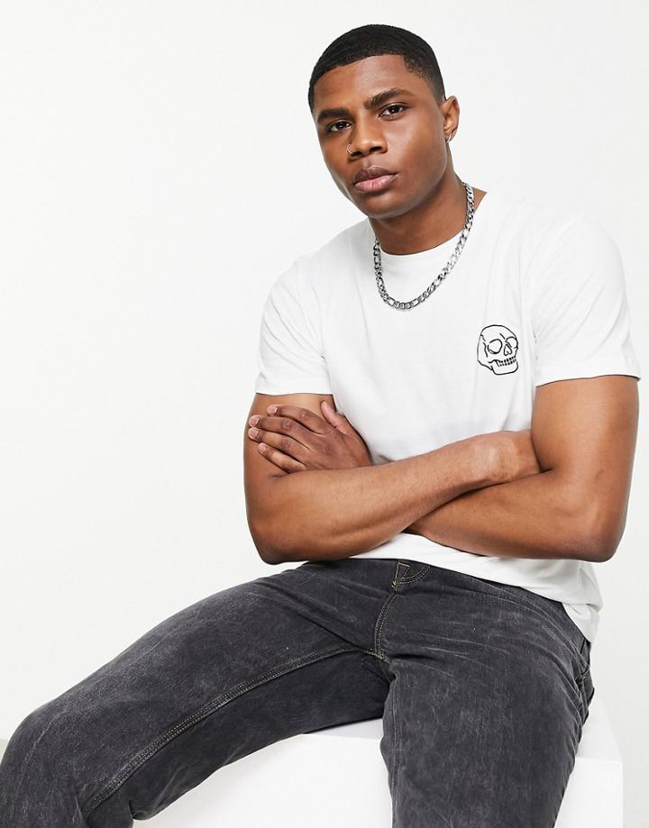 Jack & Jones Originals T-shirt With Flocked Skull In White