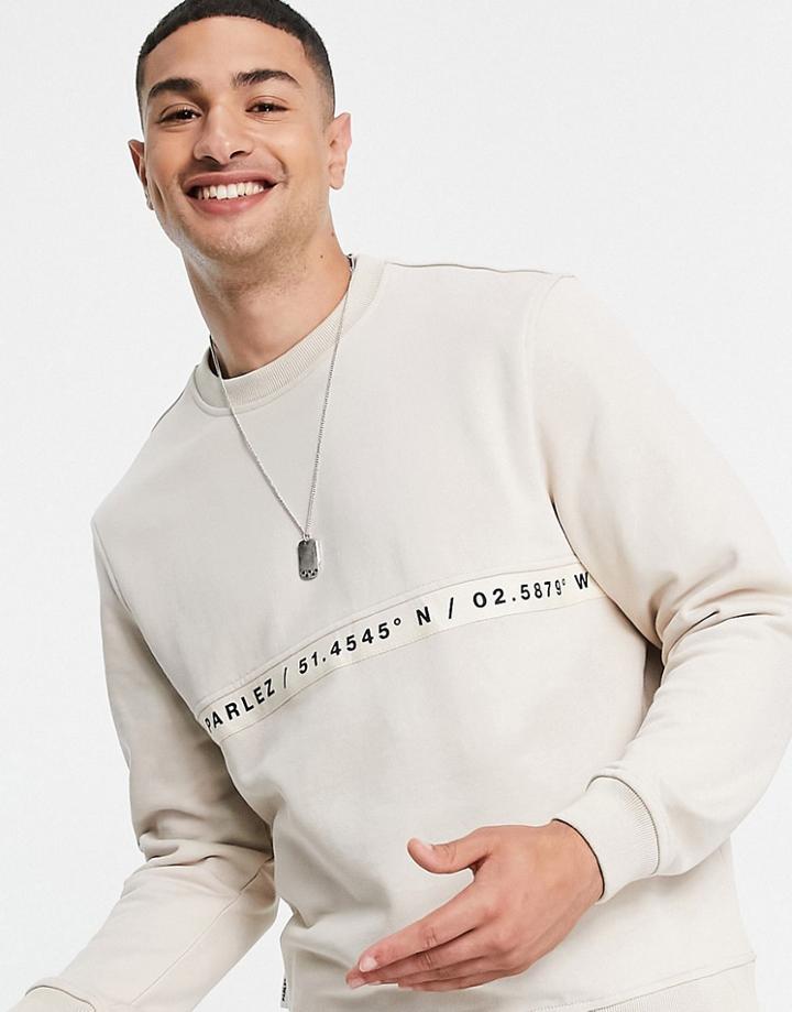 Parlez Farr Taped Sweatshirt In Ecru-neutral