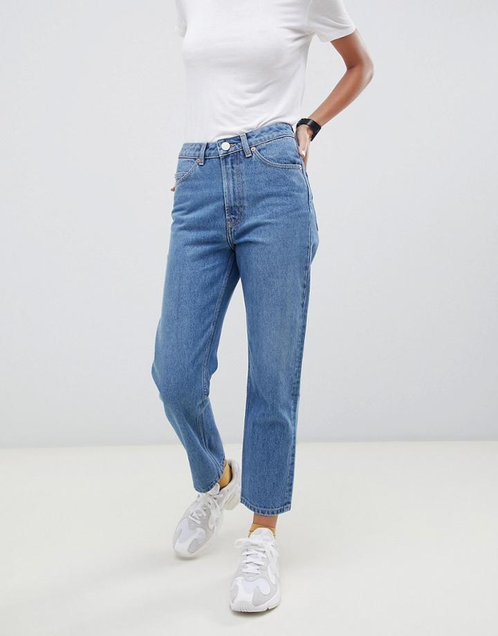 Asos Design Recycled Florence Authentic Straight Leg Jeans In Mid Vintage Blue
