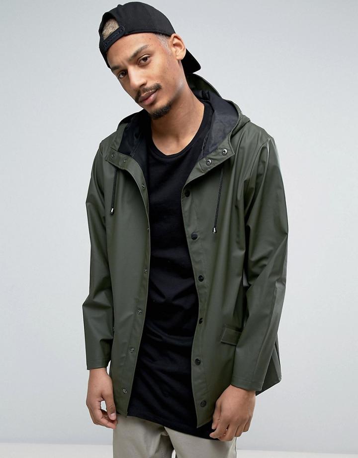 Rains Short Hooded Jacket Waterproof In Green - Green