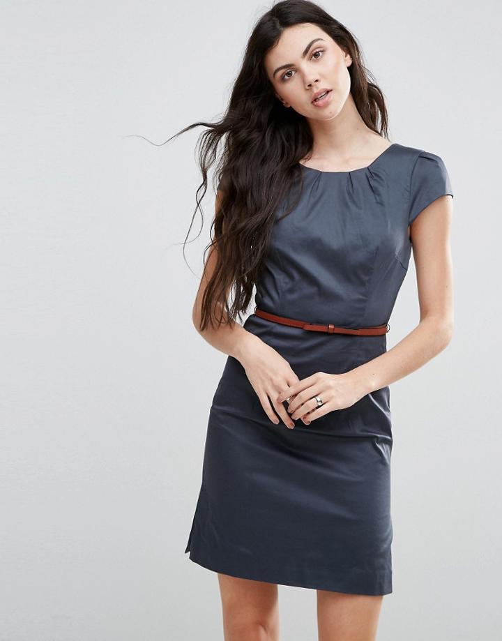 Vero Moda Belted Dress With Capped Sleeves - Blue