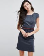 Vero Moda Belted Dress With Capped Sleeves - Blue