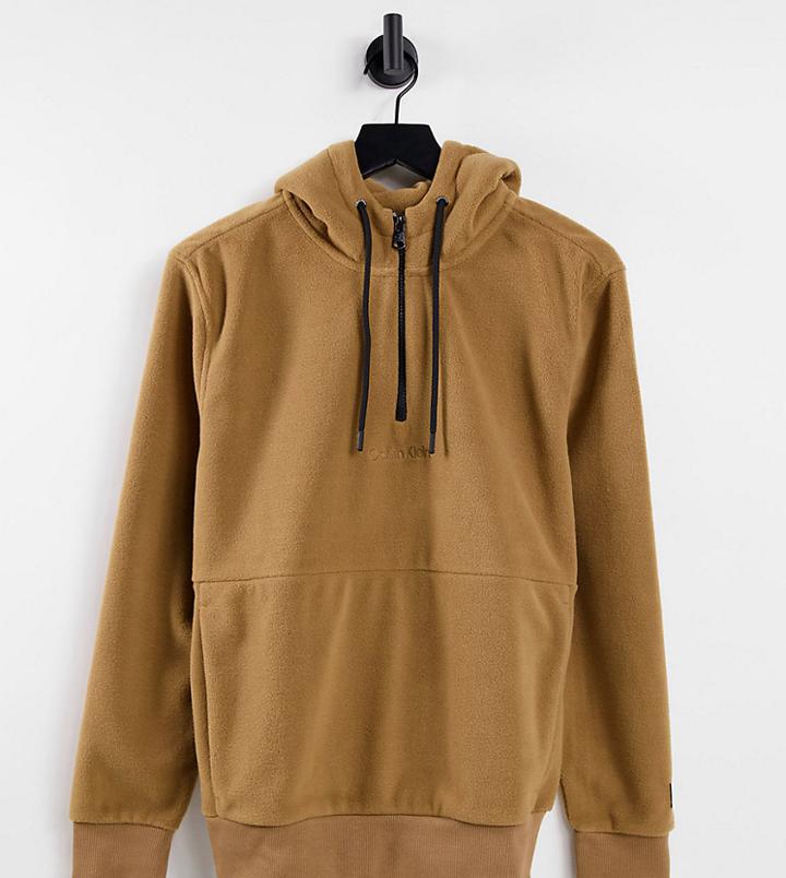 Calvin Klein Asos Exclusive Polar Fleece Hoodie In Tan-brown