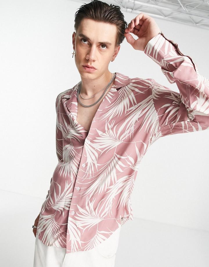 Devils Advocate Revere Collar Shirt In Pink Floral