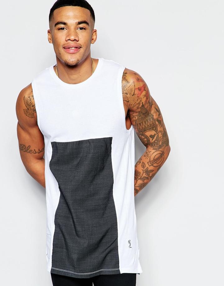 Religion Tank With Cotton Panel Insert Detail - White