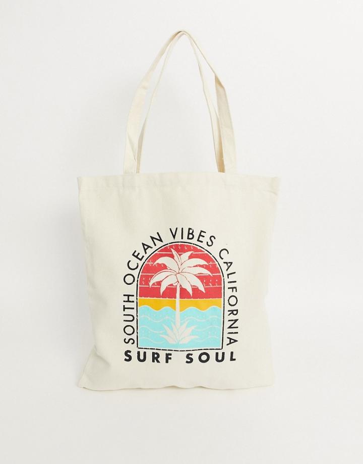 Jack & Jones Printed Tote Bag-cream