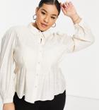 Vero Moda Curve Silky Blouse With Cinched Waist In Cream-white