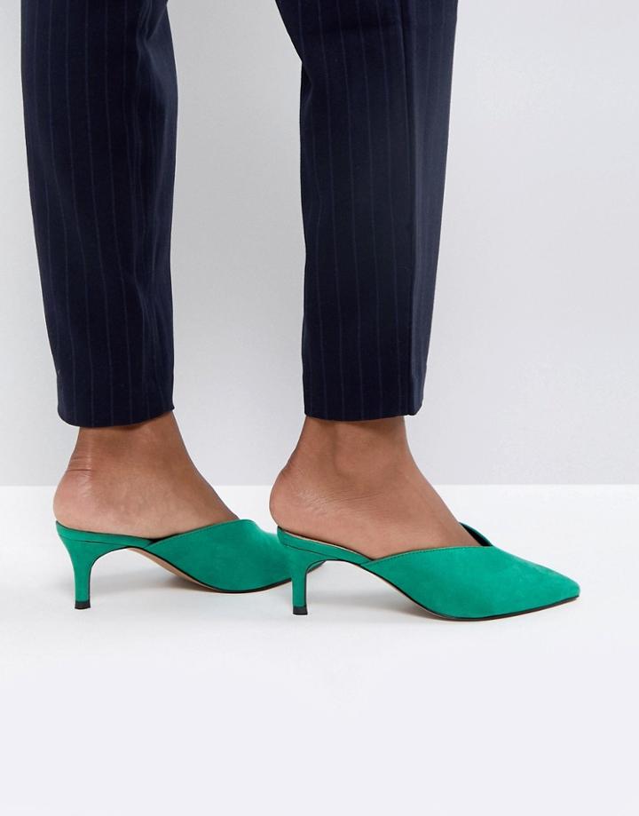 Asos Sandy Mid Heeled Mules - Green