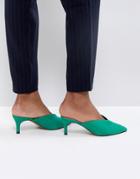 Asos Sandy Mid Heeled Mules - Green