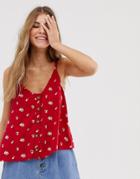 Hollister Button Down Cami In Floral - Red