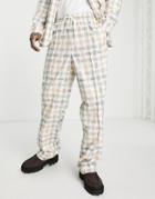Asos Design Wide Leg Suit Pant In Pastel Color Block Check-multi