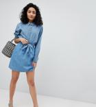 New Look Denim Paperbag Waist Skirt-blue