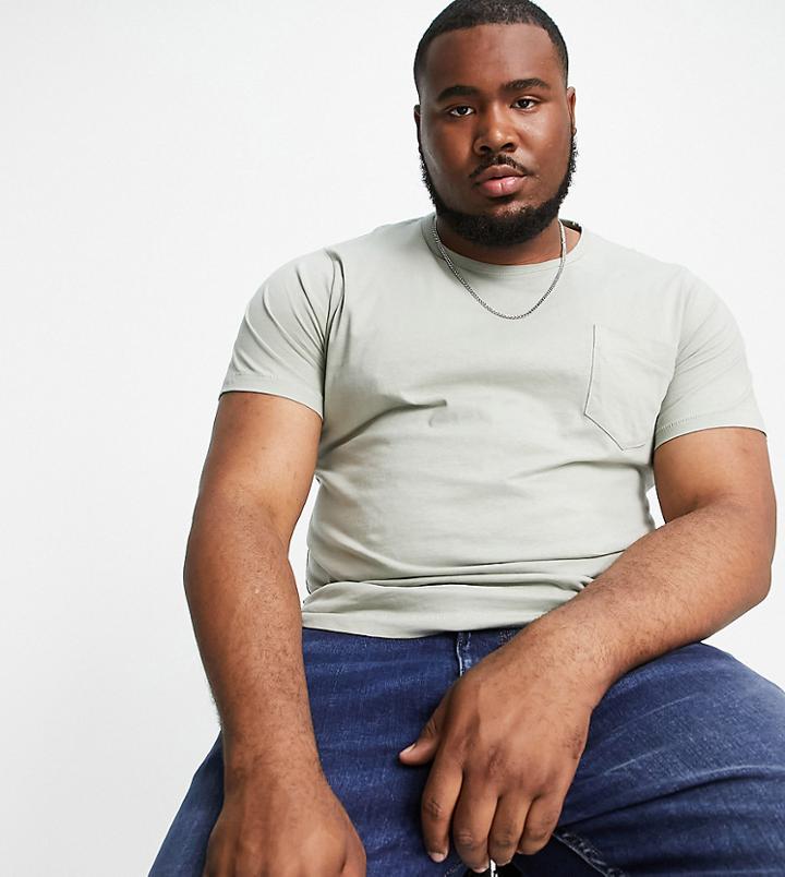 French Connection Plus Pocket T-shirt In Sage-green