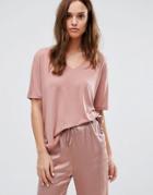Selected Femme Short Sleeve Slinky Tee - Pink