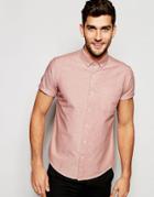 Asos Oxford Shirt In Rust With Short Sleeves In Regular Fit - Rust
