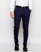 Asos Slim Suit Pants With Contrast Trim - Navy
