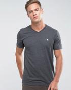 Abercrombie & Fitch Slim Fit T-shirt V-neck Logo In Gray - Gray