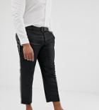 Asos Design Plus Slim Crop Smart Pants In Black Satin With Sequin Side Stripe - Black