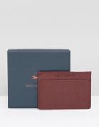 Paul Costelloe Leather Card Holder Textured In Burgandy - Red