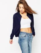 Asos The Bomber Jacket In Jersey - Navy